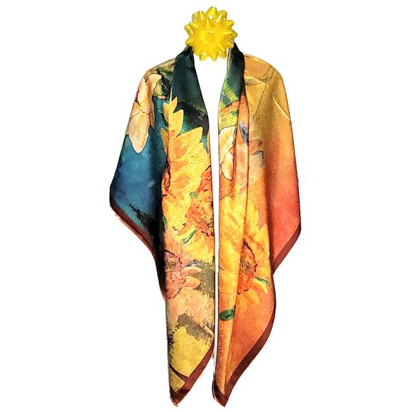 NWT Double Sided Silk Scarf 53"x53" Large Square Shawl Wrap SJJL 3244 - Picture 8 of 9